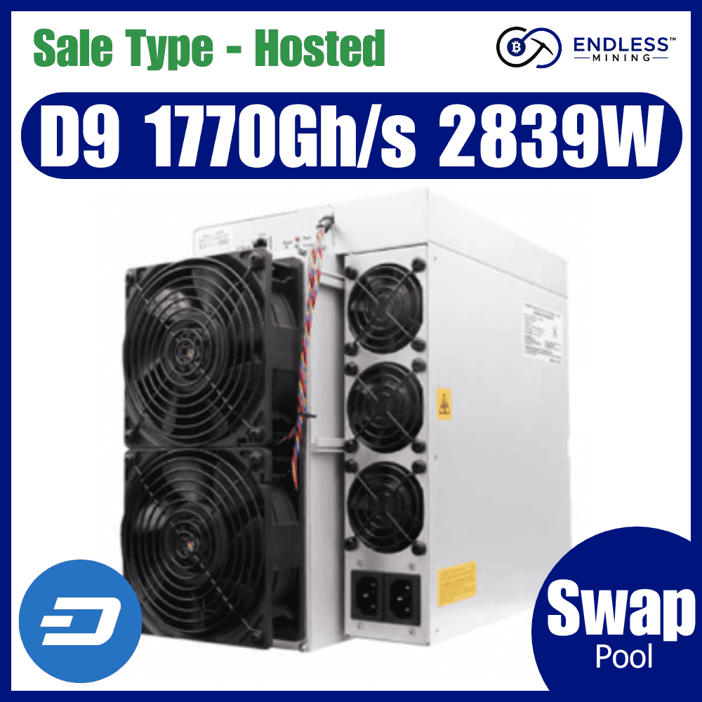 2 Units (No MOQ's) - USED Hosted - Bitmain Antminer D9 1770 Gh/s 2839W | EndlessMining