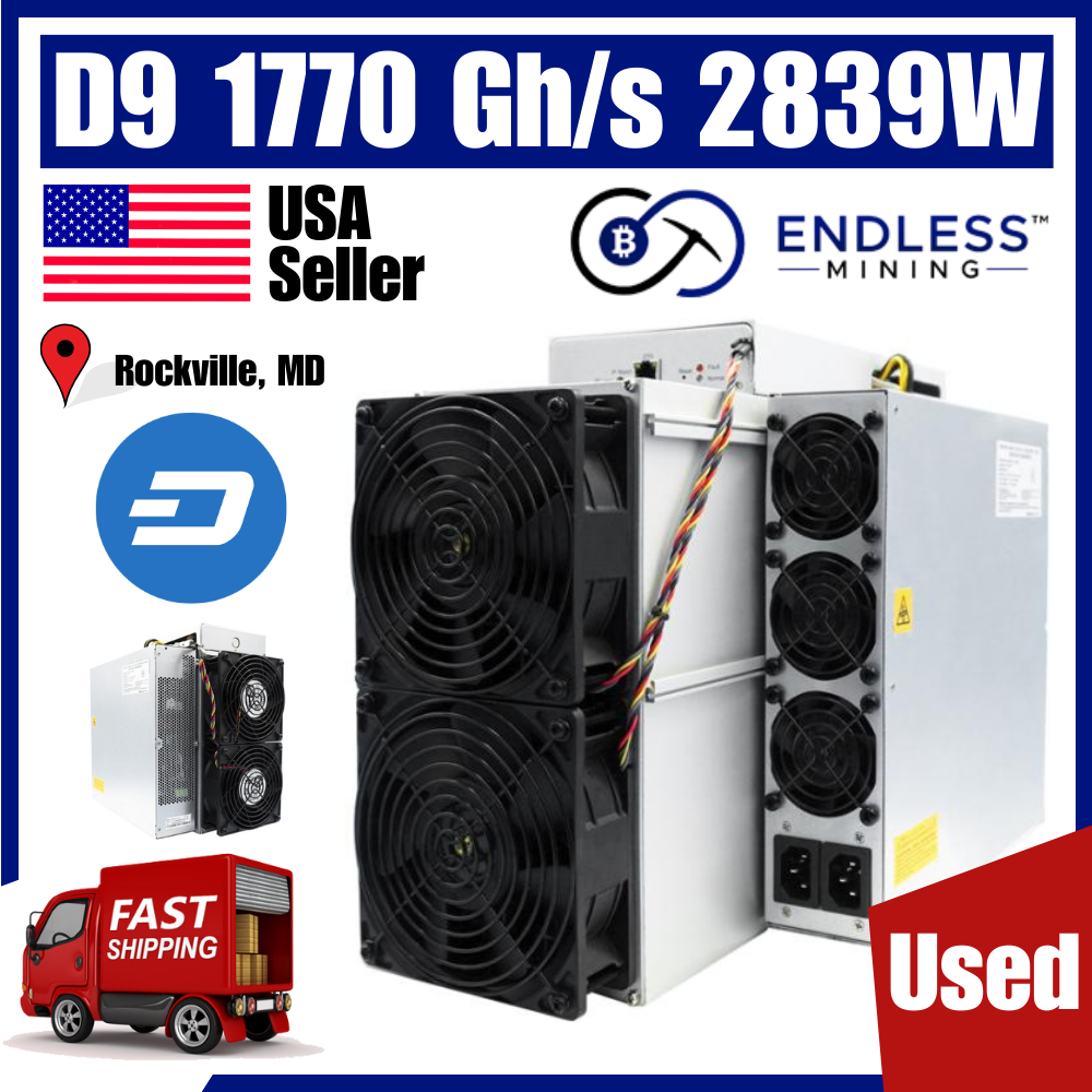 OPEN BOX - Bitmain Antminer D9 1770 Gh/s 2839W | EndlessMining.com image