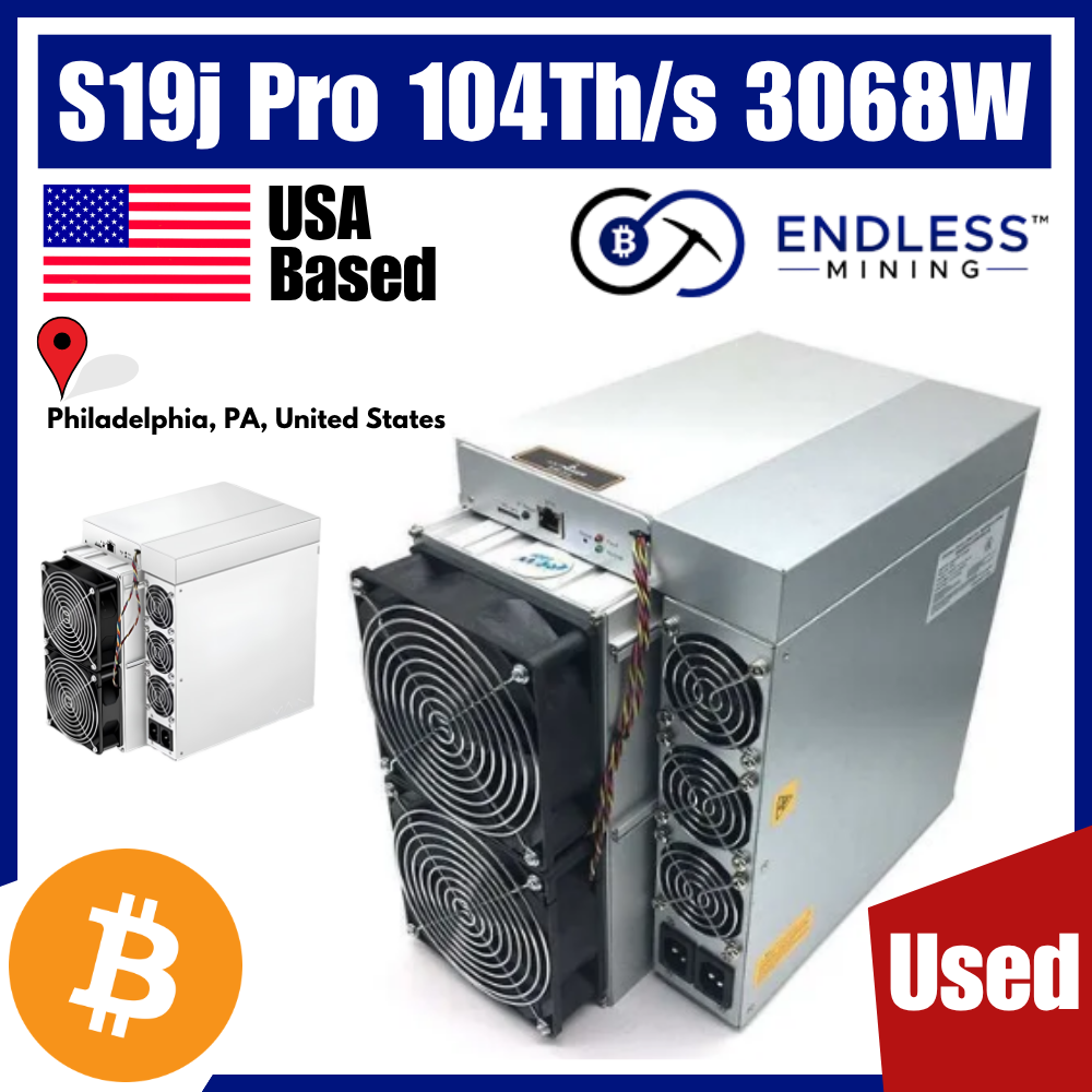 USED - Bitmain Antminer S19j Pro 104Th/s 3068W Bitcoin Miner image