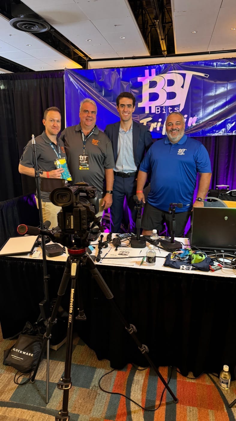 The Endless Mining team with the Bits Be Trippin' crew at their conference booth