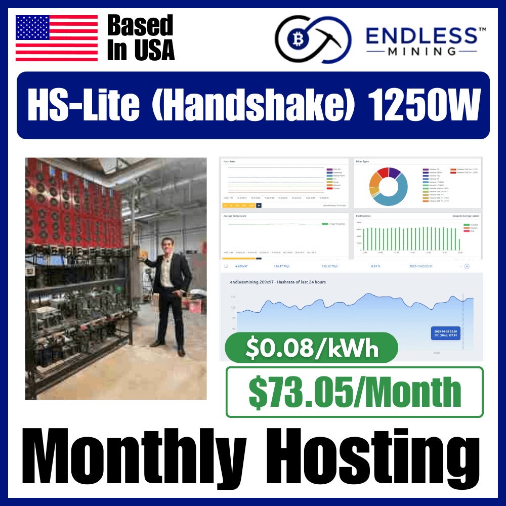 Goldshell HS-Lite (Handshake) 1250W - $0.08/kWh Monthly Hosting Payment image
