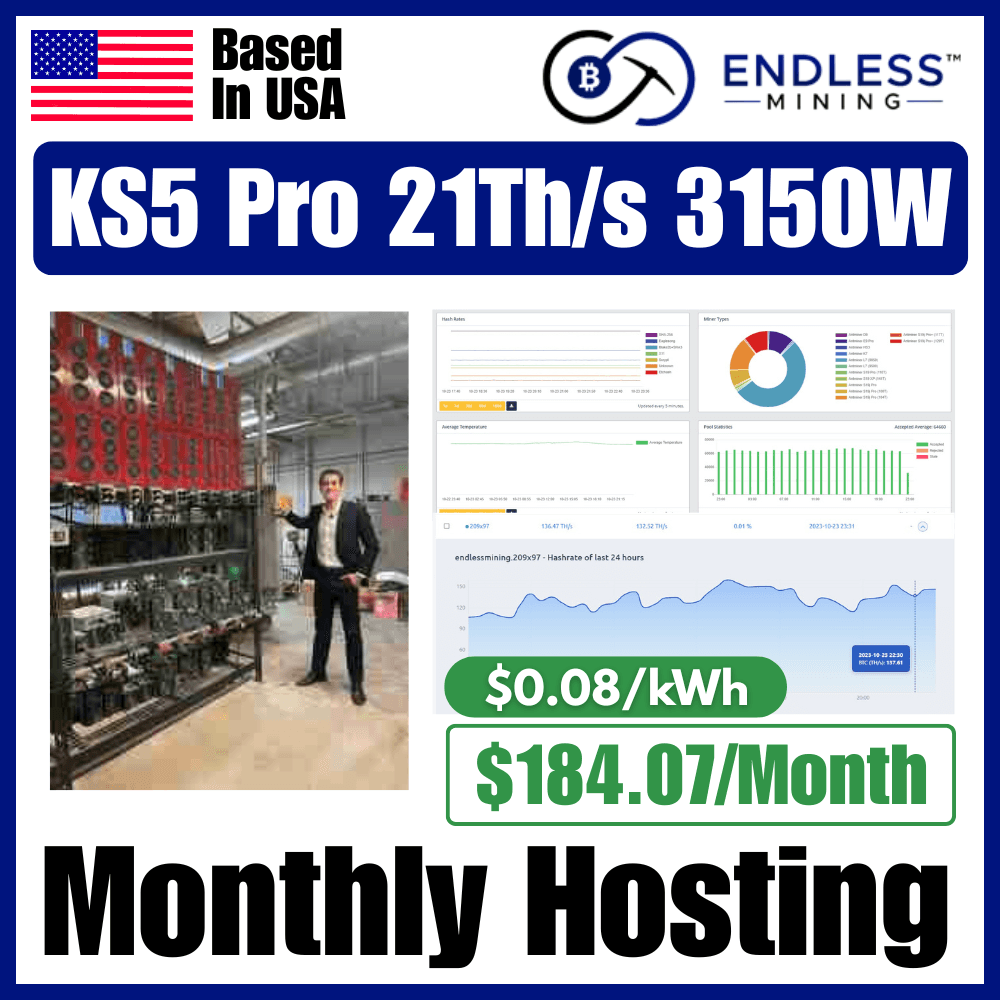 Bitmain Antminer KS5 Pro 21Th/s 3150W KAS Miner – $0.08/kWh Monthly Hosting Payment image