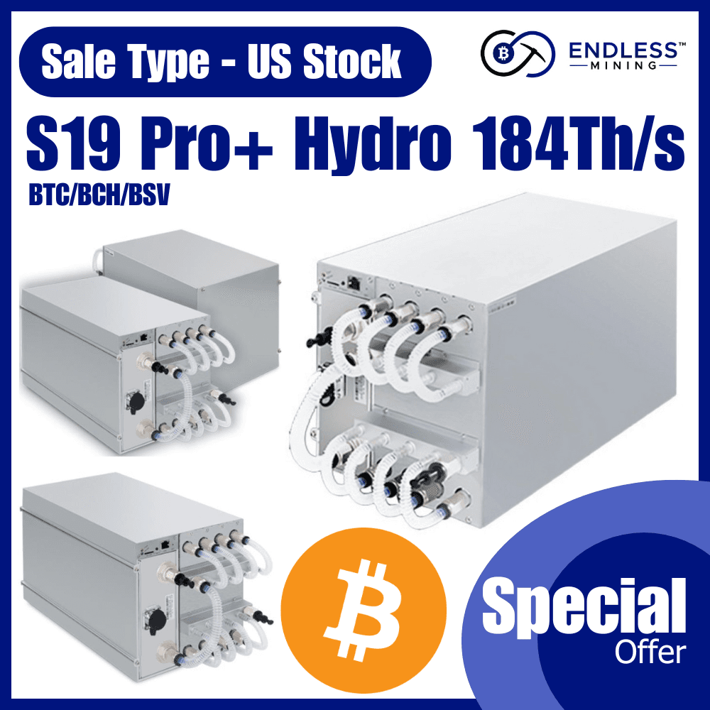 USA Stock - Bitmain Antminer S19 Pro Hydro 184Th/s 5428W - 3 Phase Electricity Input Voltage 342~418 AC image