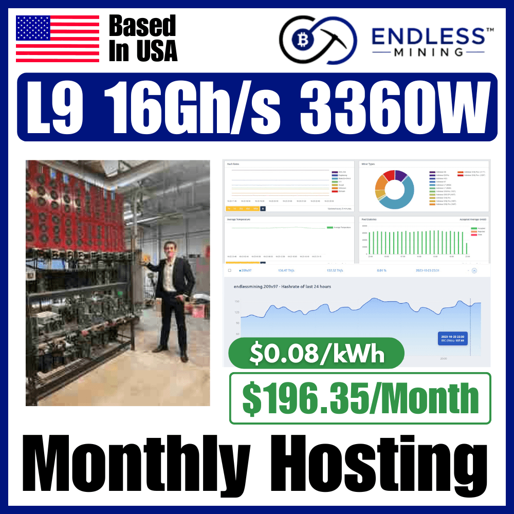 Bitmain Antminer L9 16Gh/s 3360W – Monthly Hosting Payment image